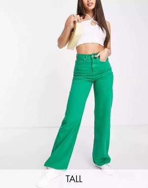 Зеленые широкие джинсы с завышенной талией DTT Tall Don't Think Twice Don't