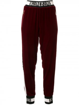 Бархатные спортивные брюки Dolce & Gabbana. Цвет: красный