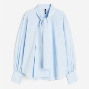 Блузка Bow Collar, светло-серый H&M