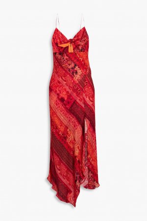 Платье миди из крепдешина Harmony с асимметричным принтом ALICE + OLIVIA, красный Olivia