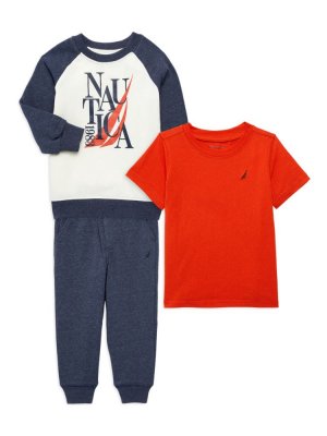 Комплект из трех предметов: толстовка, футболка и джоггеры для мальчика , цвет Blue Multi Nautica