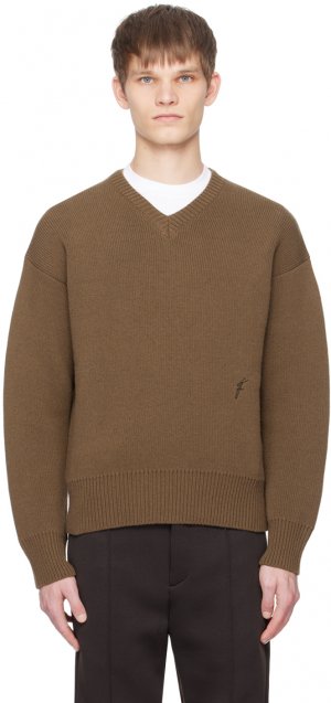 Коричневый свитер с v-образным вырезом Ferragamo