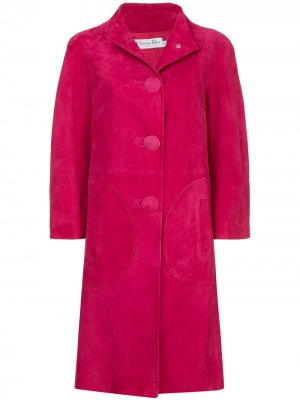 Нубуковое однобортное пальто pre-owned Christian Dior. Цвет: розовый