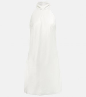 Свадебное атласное мини-платье с завязками на воротнике , белый Galvan