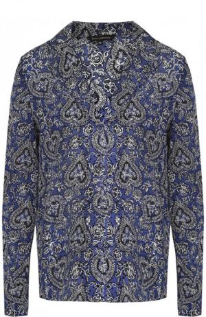 Шелковая блуза прямого кроя с потертостями Tara Jarmon. Цвет: синий
