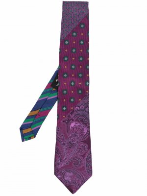 Шелковый галстук с вышивкой ETRO. Цвет: фиолетовый