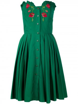 Платье 1970-х годов с цветочной вышивкой A.N.G.E.L.O. Vintage Cult. Цвет: зеленый