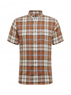 Рубашка узкого кроя на пуговицах GINGER, коричневый/оранжевый BURTON MENSWEAR LONDON