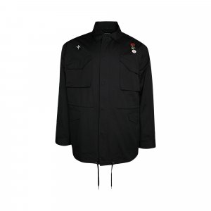 Куртка в стиле милитари x Raf Simons, черная Fred Perry