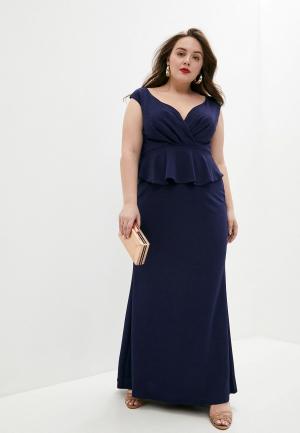 Платье Goddiva Size Plus. Цвет: синий