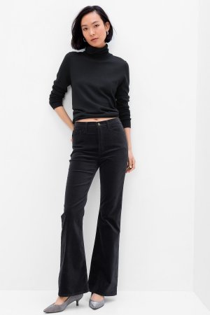 Бархатные брюки 70-х годов с завышенной талией и расклешенными штанинами Gap, черный GAP