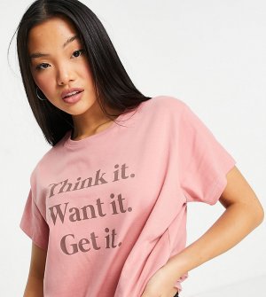 Розовая спортивная футболка в стиле oversized с логотипом -Розовый цвет Hoxton Haus Petite