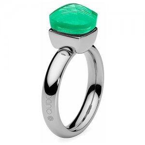 Кольцо , зеленый, серебряный Qudo