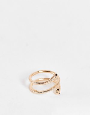 Золотистое кольцо в виде свернувшейся змеи Hydrangea-Золотистый ALDO
