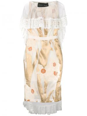 Коктейльное платье с кружевной накидкой Christian Pellizzari. Цвет: телесный