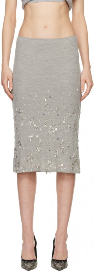 Серая юбка-миди с кристаллическими кластерами Christopher Esber