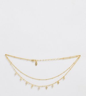 Ожерелье-чокер с покрытием 14-каратным золотом и подвесками-крестами -Золотой Astrid & Miyu