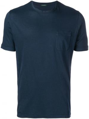 Классическая футболка Zanone. Цвет: синий