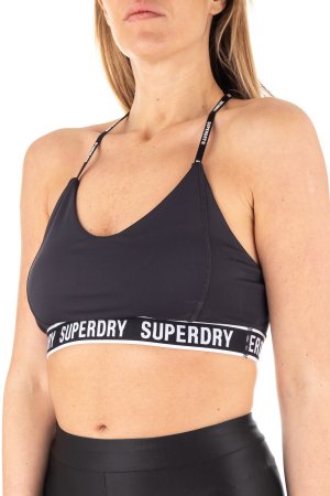 Спортивный бюстгальтер - черный слоган SUPERDRY, Superdry