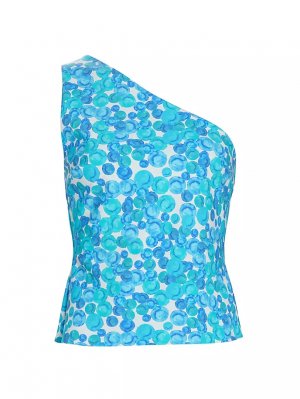 Асимметричный трикотажный топ с принтом Mauerlyn , цвет bubbles carousel turquoise Chiara Boni La Petite Robe