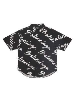 Рубашка с коротким рукавом и минималистичной надписью от руки , черный Balenciaga