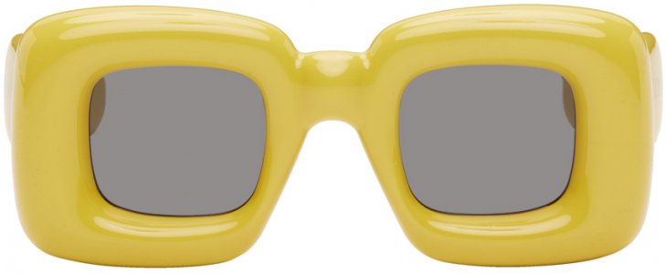 Желтые завышенные прямоугольные солнцезащитные очки Loewe
