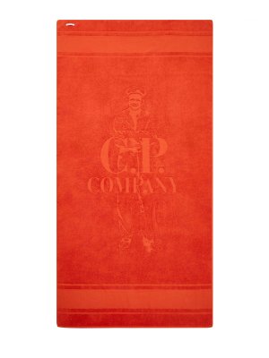 Пляжное полотенце British Sailor из мягкого хлопка C.P.COMPANY. Цвет: оранжевый