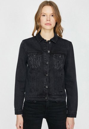 Куртка джинсовая Koton. Цвет: черный