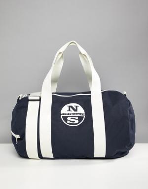 Темно-синяя большая сумка дафл с логотипом North Sails. Цвет: темно-синий