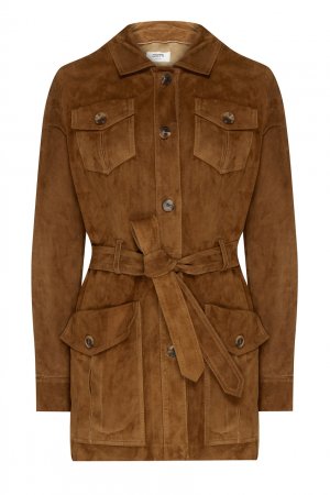 Куртка из замши с накладными карманами Izeta. Цвет: коричневый