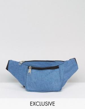 Джинсовая сумка-кошелек на пояс Inspired Reclaimed Vintage. Цвет: синий