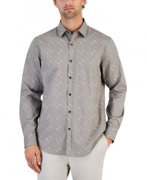 Мужская рубашка на пуговицах с длинными рукавами и принтом в горошек , тан/бежевый Alfani