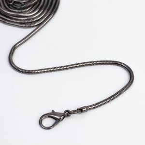 Цепочка-шнурок для сумки, с карабинами, железная, d = 3,2 мм, 120 см, цвет чёрный никель Арт Узор