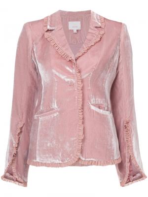 Бархатный пиджак с рюшами Cinq A Sept. Цвет: розовый и фиолетовый