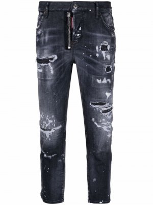 Укороченные джинсы с прорезями Dsquared2. Цвет: черный