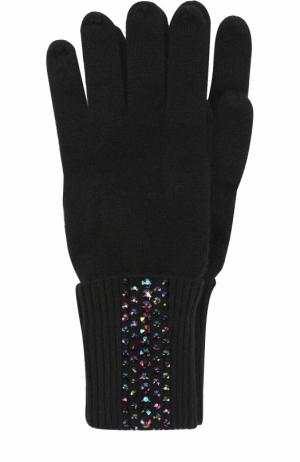 Кашемировые перчатки с отделкой стразами Swarovski William Sharp. Цвет: черный