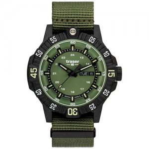 Наручные часы traser, зеленый, черный Traser. Цвет: зеленый