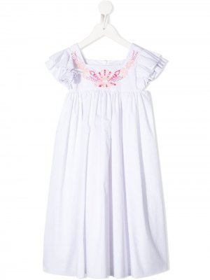 Платье Violet с вышивкой NOON BY NOOR MINI. Цвет: белый