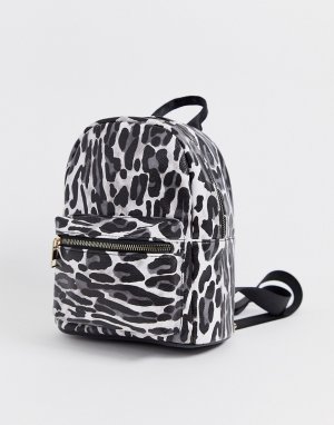 Рюкзак с леопардовым принтом и карманом -Мульти Yoki Fashion