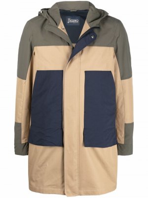 Colour-block hooded coat Herno. Цвет: бежевый