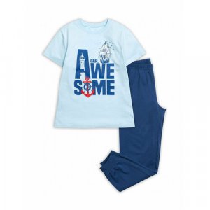 Пижама , размер 9/134, голубой, синий Pelican. Цвет: синий/голубой/синий-голубой