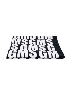 Пляжное полотенце с логотипом Msgm Kids. Цвет: черный