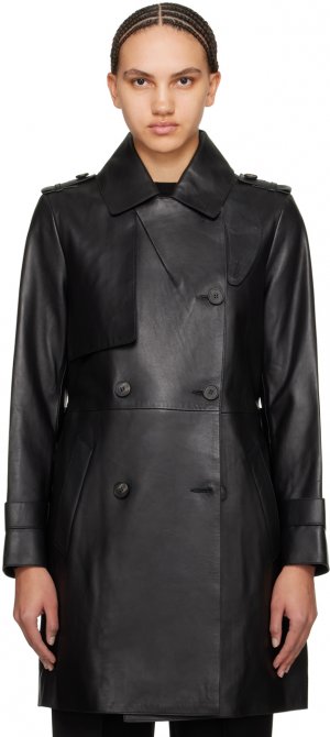 Черное кожаное пальто Mely Mackage