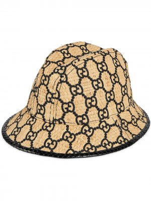 Шляпа-федора с логотипом GG и эффектом змеиной кожи Gucci. Цвет: коричневый