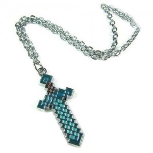 Брелок металлический Minecraft sword / Майнкрафт Меч Голубой-Серебряный JINX. Цвет: голубой/серебристый
