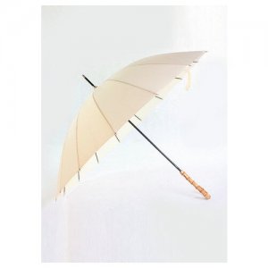 Зонт трость белый с бамбуковой ручкой | ZC bamboo umbrella handle zontcenter. Цвет: белый
