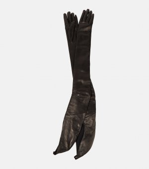 Длинные кожаные перчатки lucia , черный Ann Demeulemeester