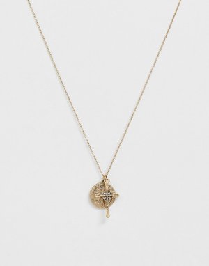 Ожерелье с подвесками в форме креста и монетки Burton-Золотой Burton Menswear