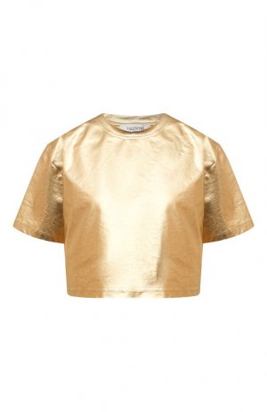 Хлопковая футболка Valentino. Цвет: золотой