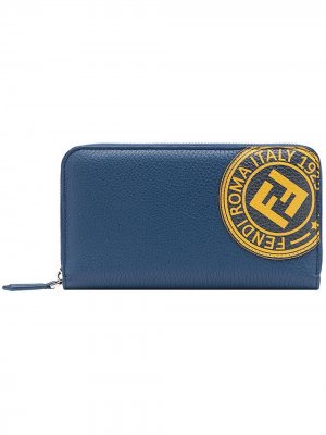 Logo stamp zipped wallet Fendi. Цвет: синий